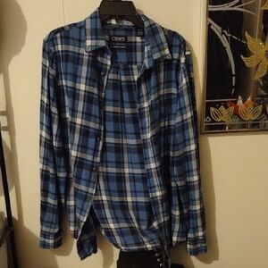 Chaps Navy and White Plaid Shirt